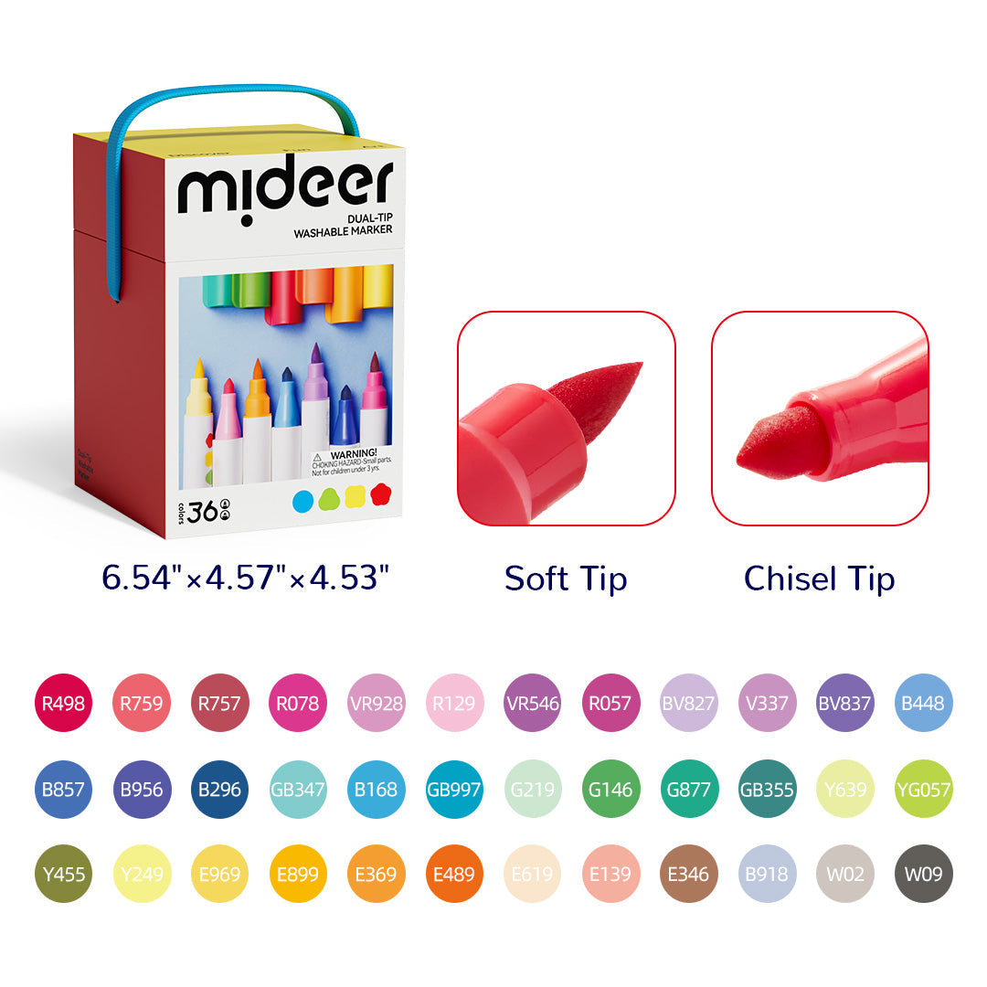 Mideer® Tvíhliða tússlitir - 36 litir