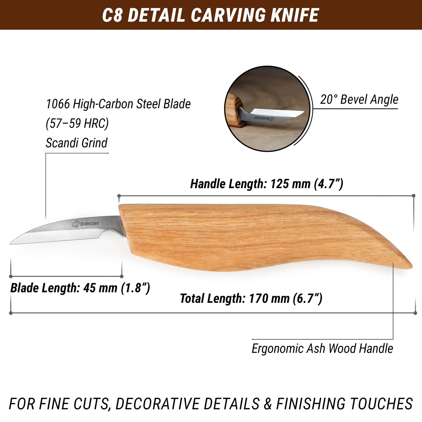 BEAVERCRAFT® Lítill skurðarhnífur C8