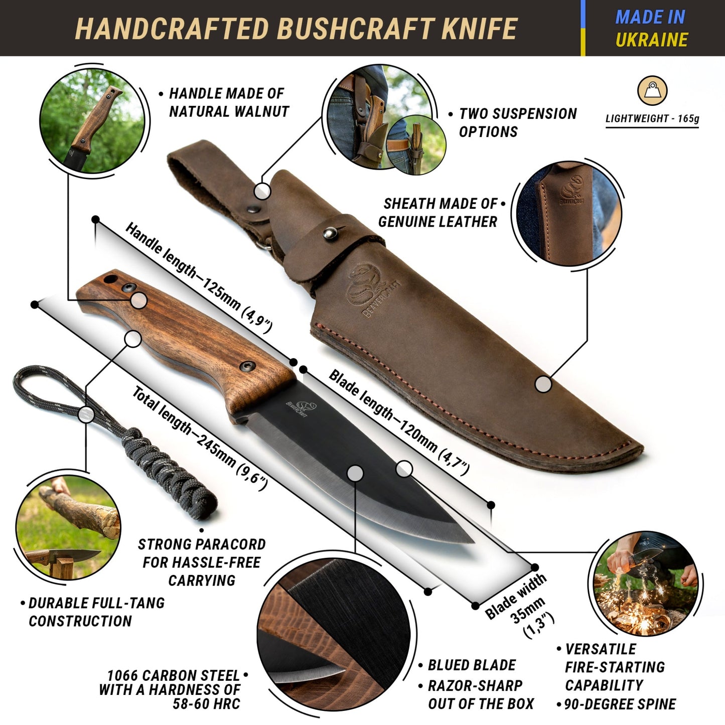 BEAVERCRAFT® Bushcraft hnífur
