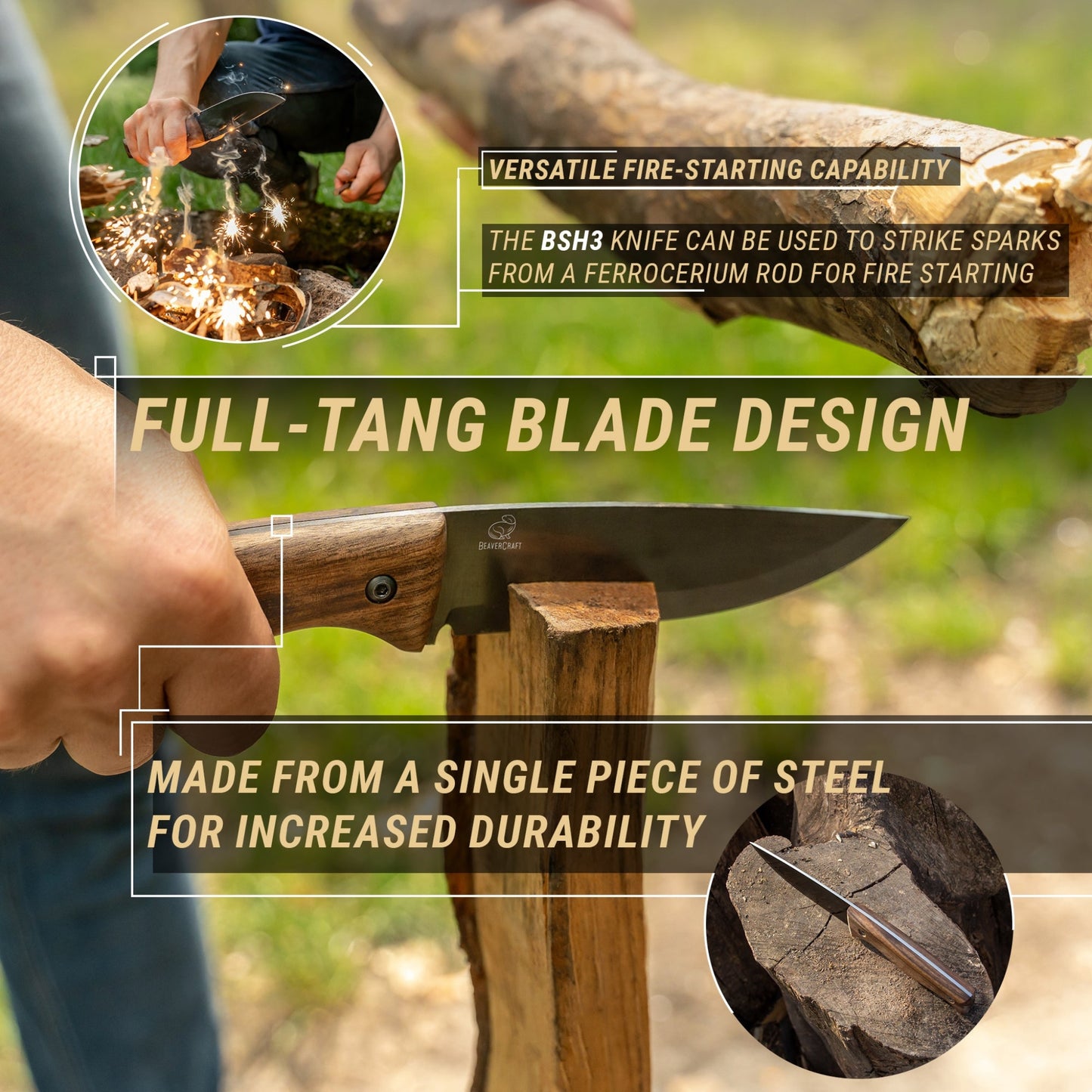 BEAVERCRAFT® Bushcraft hnífur