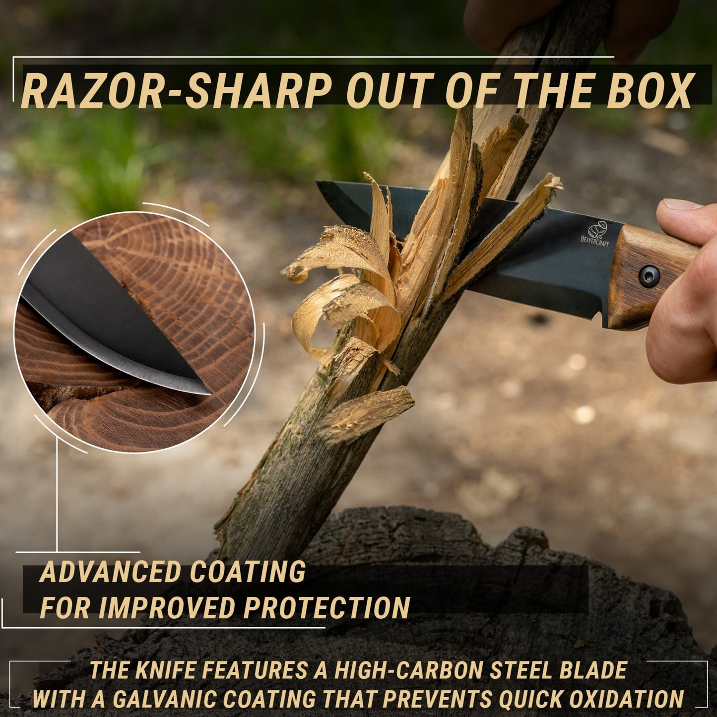 BEAVERCRAFT® Bushcraft hnífur