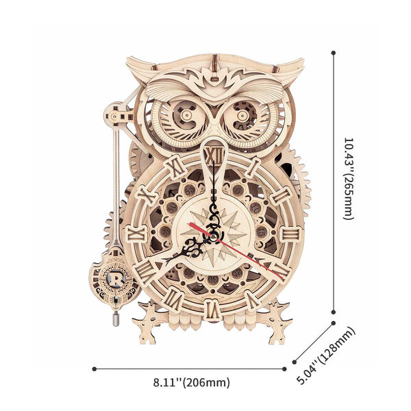 ROKR® Þrívíddar viðarpúsl - Owl Clock