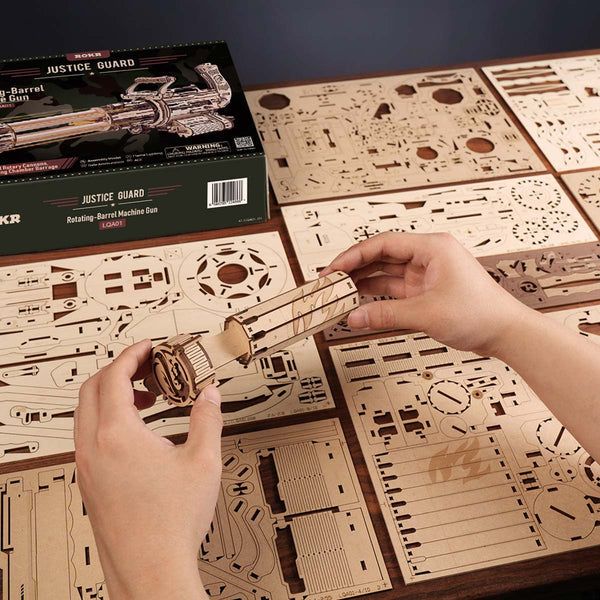 ROKR® Þrívíddar viðarpúsl - Rotating-Barrel Machine (teygjubyssa)