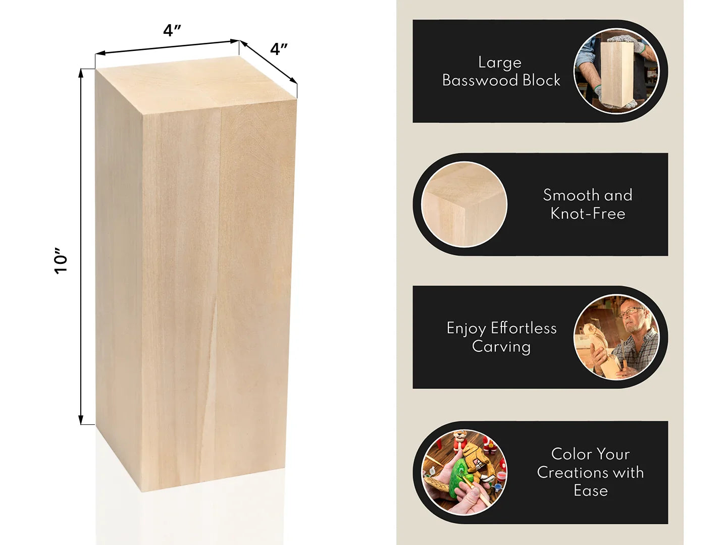 BEAVERCRAFT® BW1 Large – Stór útskurðarviður úr Basswood