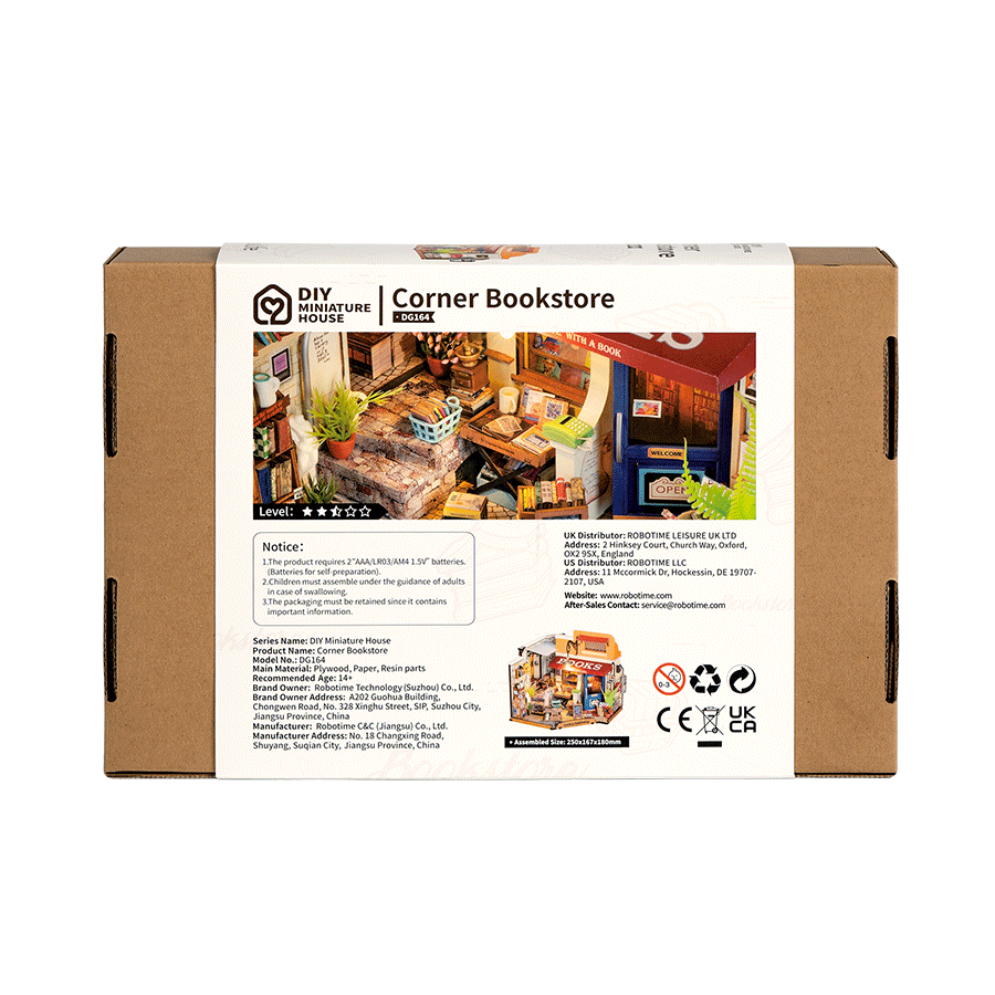 ROLIFE® Þrívíddar viðarpúsl - Corner Bookstore (DG164)