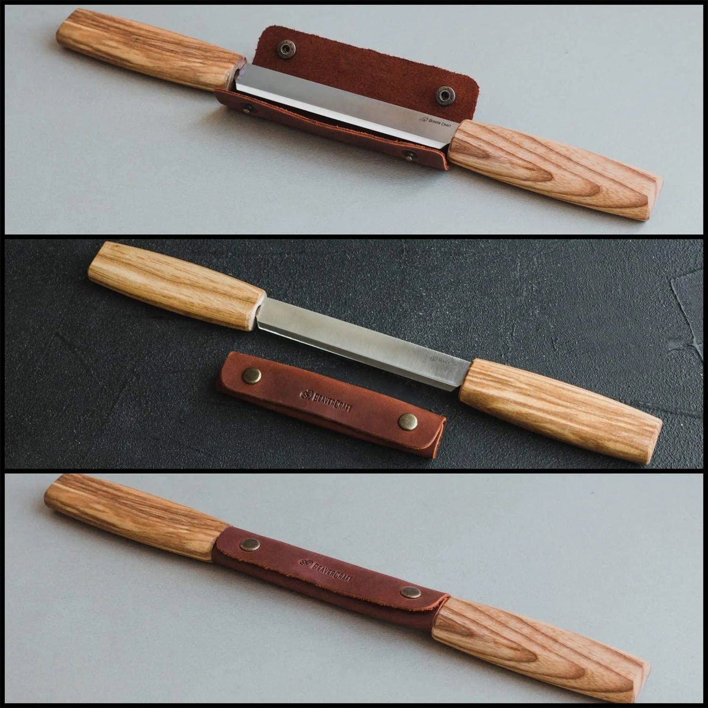 BEAVERCRAFT® DK2S – Tálgunarhnífur með leðurhulstri
