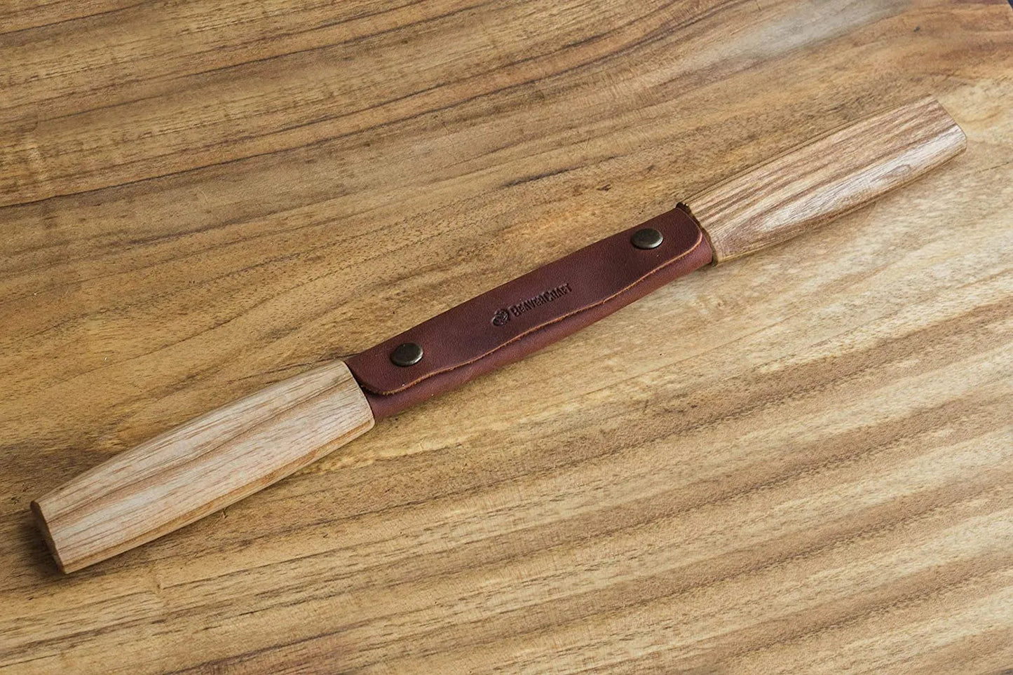 BEAVERCRAFT® DK2S – Tálgunarhnífur með leðurhulstri