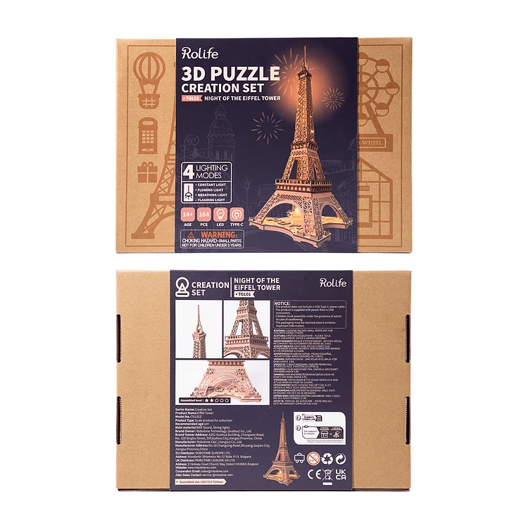ROLIFE® Þrívíddar viðarpúsl - Eiffel Turninn Stór