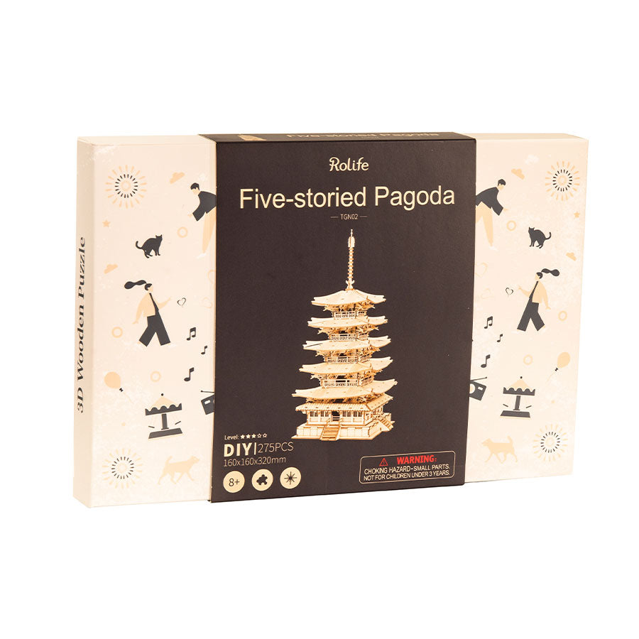 ROLIFE® Þrívíddar viðarpúsl - Five-storied Pagoda