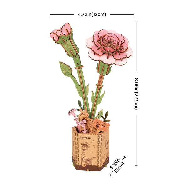 ROLIFE® Þrívíddar viðarpúsl - Pink Carnation