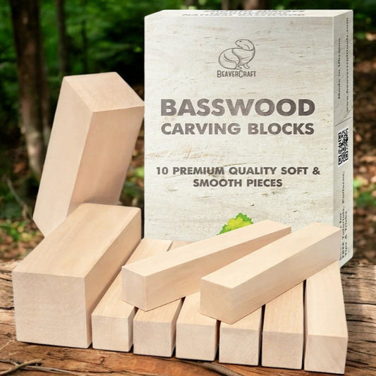 BEAVERCRAFT® BW10 -  Basswood Viðarkubbar, 10 stk