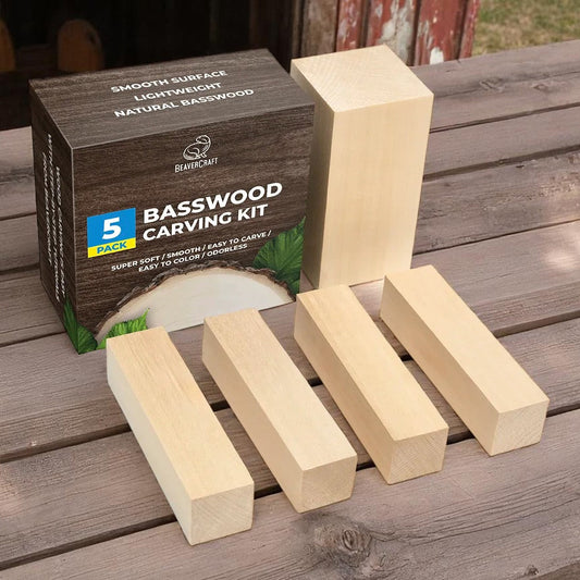 BEAVERCRAFT® BW1 – Basswood Viðarkubbar litlir, 5 stk