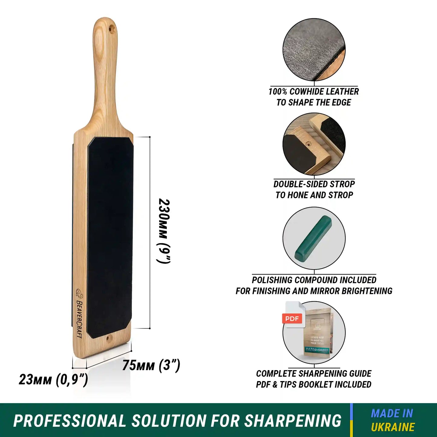 BEAVERCRAFT® LS1P1 – Tvíhliða leðurstroppur með handfangi