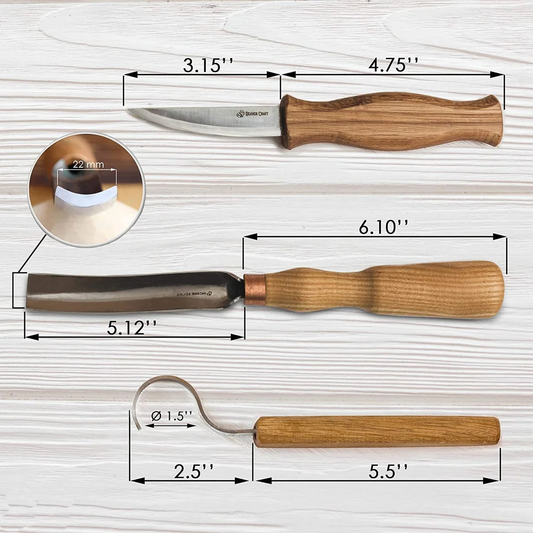 BEAVERCRAFT® Skeiðaskurðarsett (3 verkfæri) S14