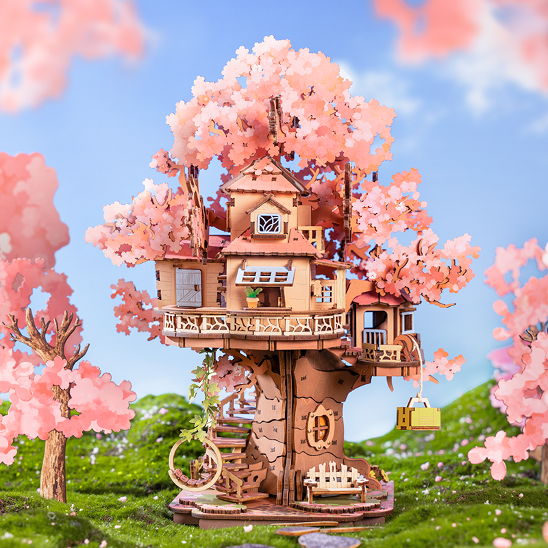 ROLIFE® Þrívíddar viðarpúsl Sakura Tree House