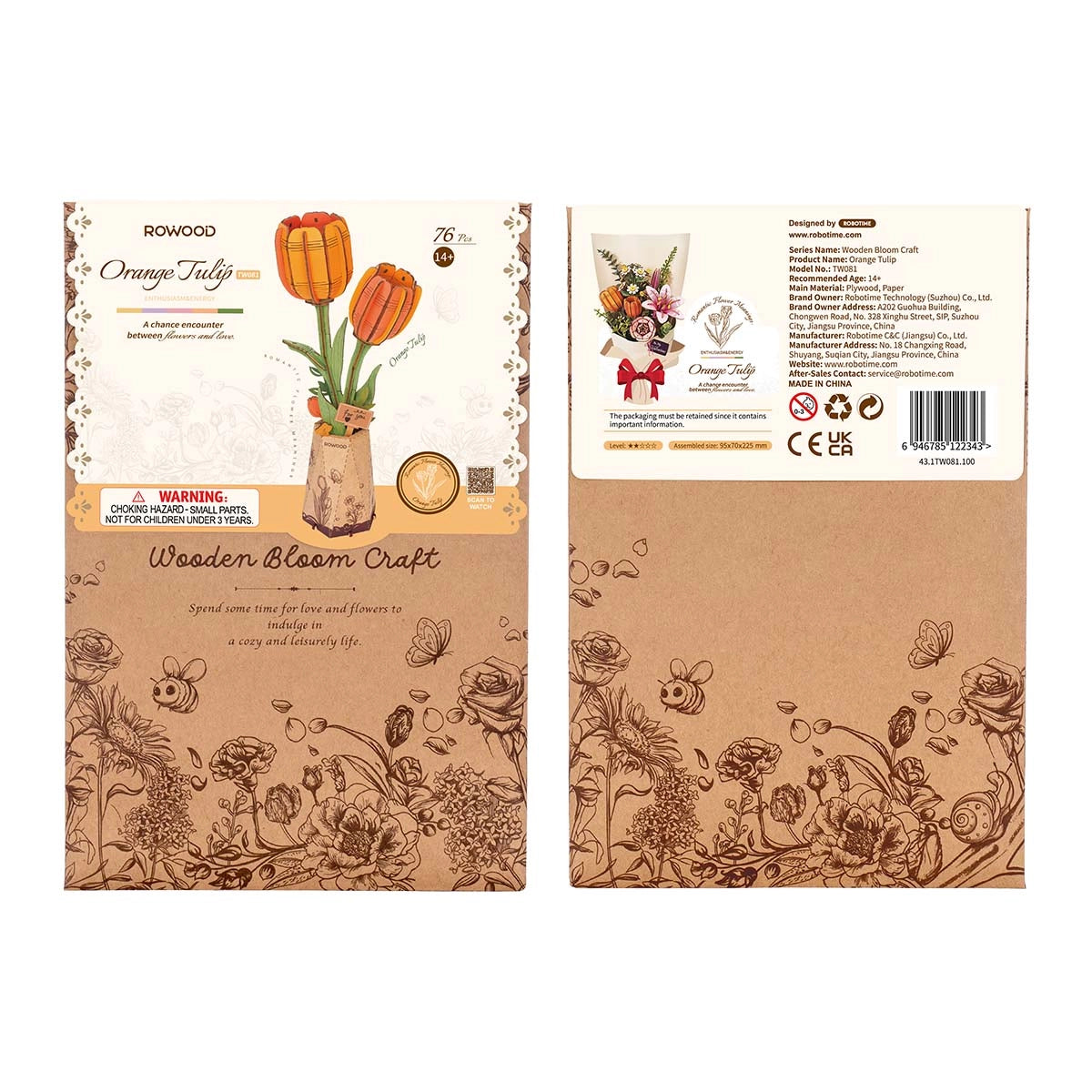 ROLIFE® Þrívíddar viðarpúsl - Orange Tulip