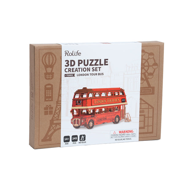 ROLIFE® Þrívíddar viðarpúsl - London Tour bus TGM02