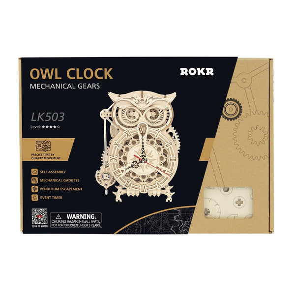 ROKR® Þrívíddar viðarpúsl - Owl Clock