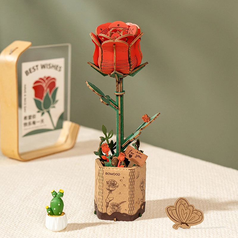 ROLIFE® Þrívíddar viðarpúsl - Red Rose
