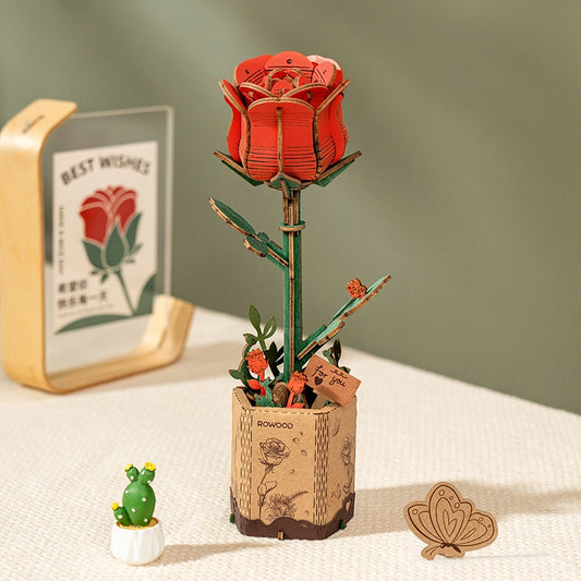 ROLIFE® Þrívíddar viðarpúsl - Red Rose