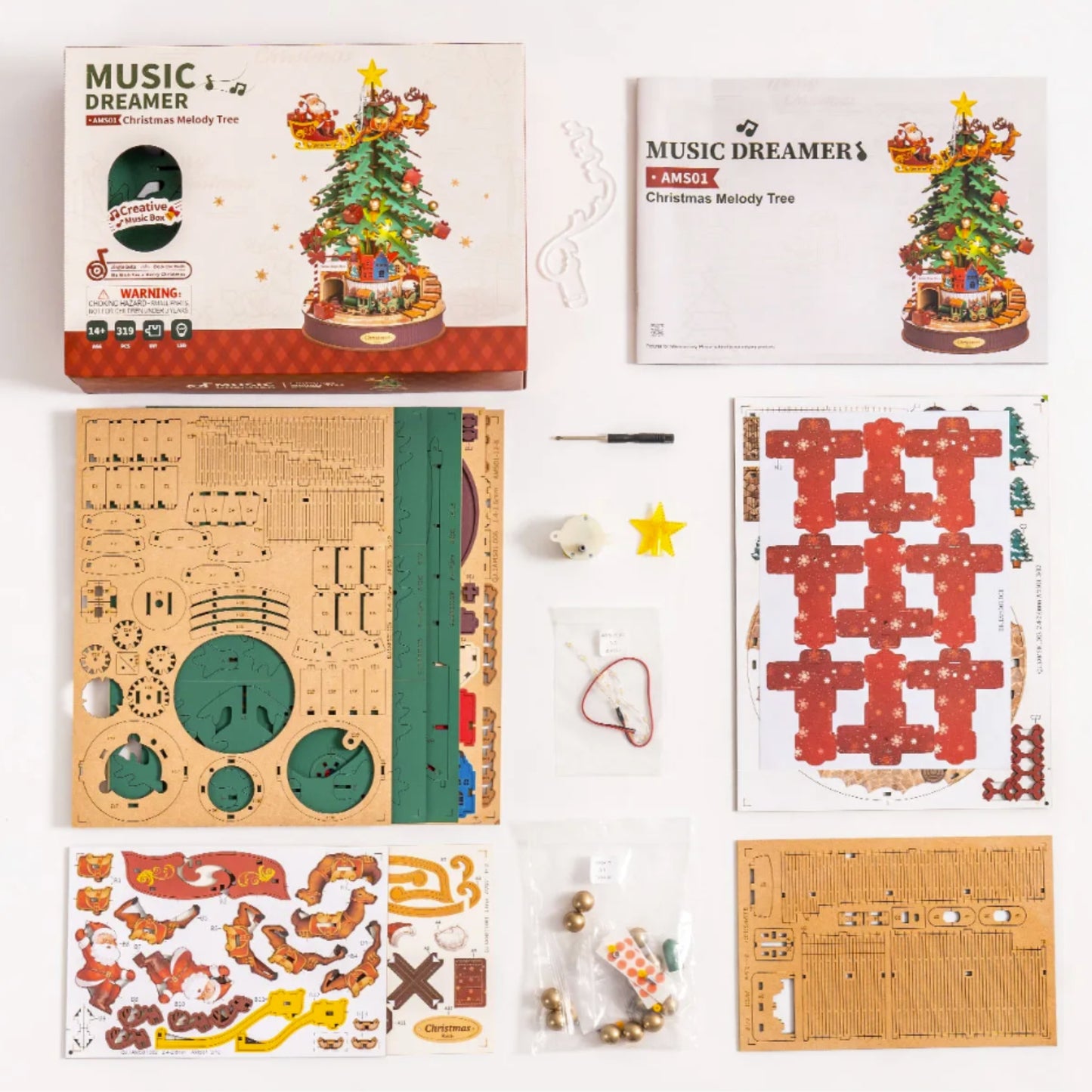 ROLIFE® Þrívíddar viðarpúsl -  Jólatré Spiladós