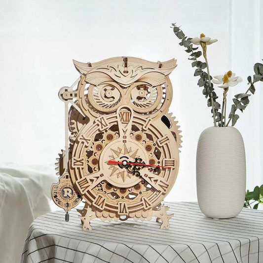ROKR® Þrívíddar viðarpúsl - Owl Clock LK503