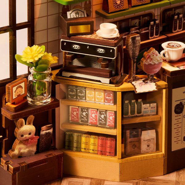 ROLIFE® Þrívíddar viðarpúsl - Bókahorn (Holiday Café)