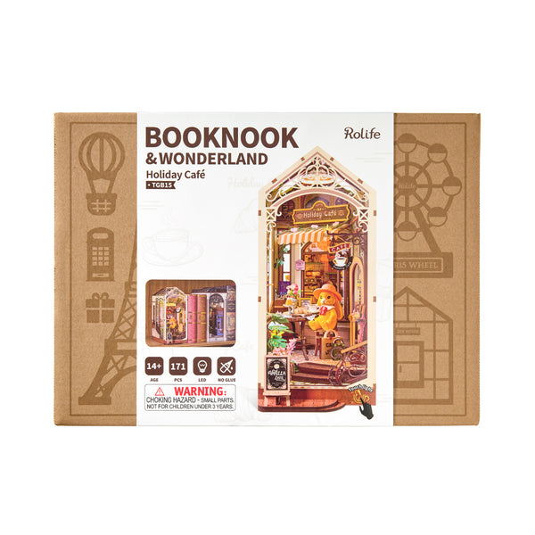ROLIFE® Þrívíddar viðarpúsl - Bókahorn (Holiday Café)