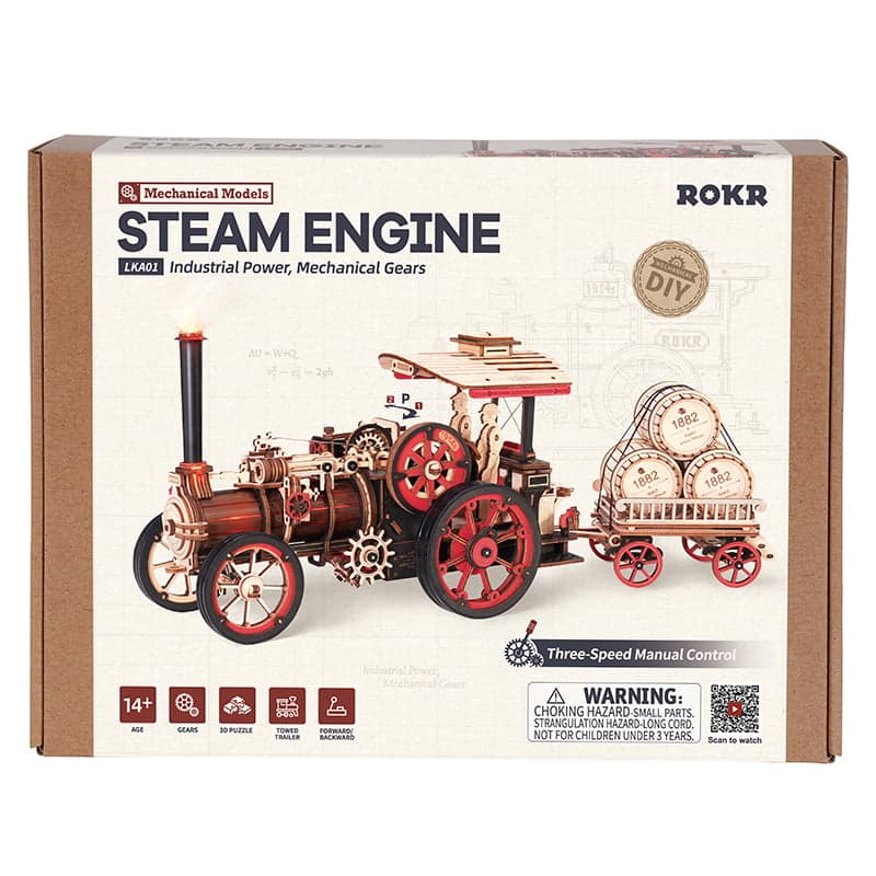 ROKR® Þrívíddar viðarpúsl - Steam Engine
