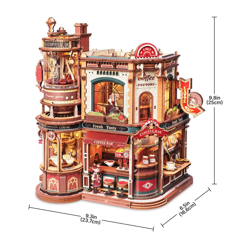 ROKR® Þrívíddar viðarpúsl - Dream Coffee Factory