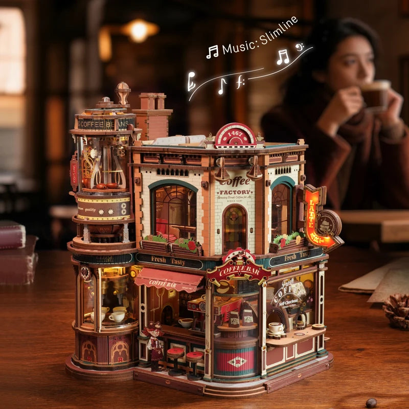 ROKR® Þrívíddar viðarpúsl - Dream Coffee Factory