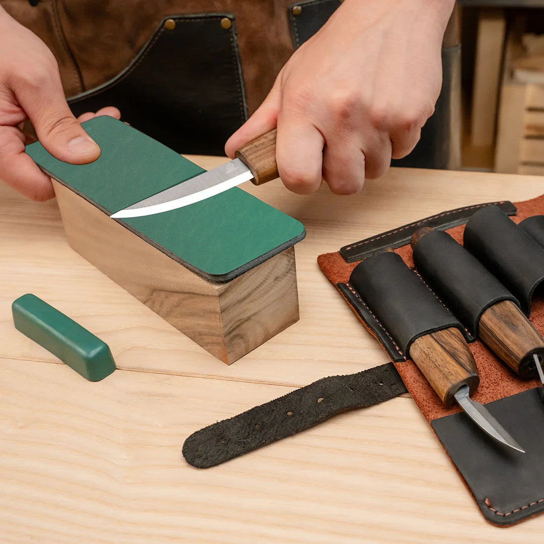 BEAVERCRAFT® Lúxus Skeiðaskurðarsett í leðurtösku (3 verkfæri) S13x