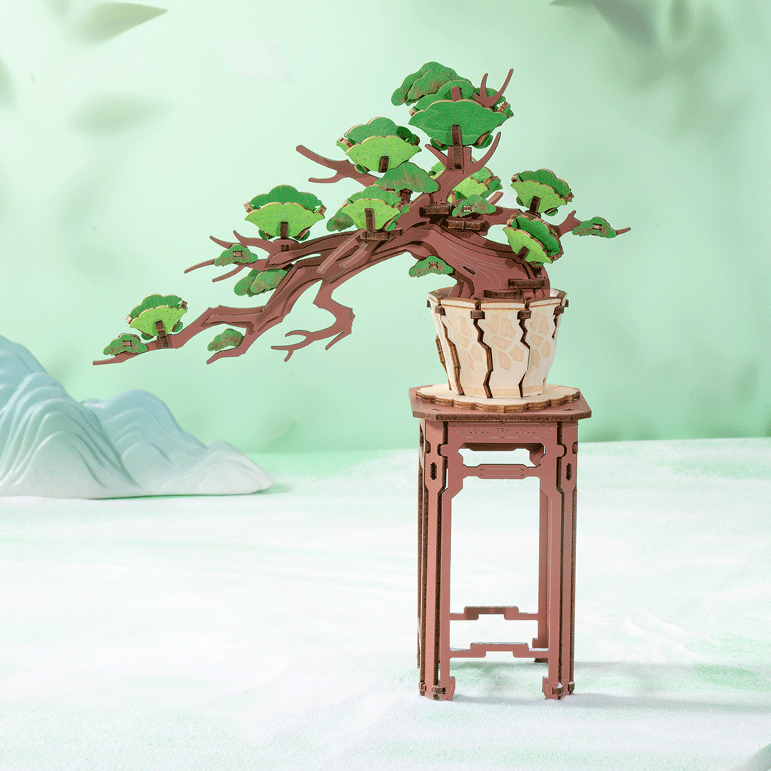 ROLIFE® Þrívíddar viðarpúsl - Sígræn fura Bonsai