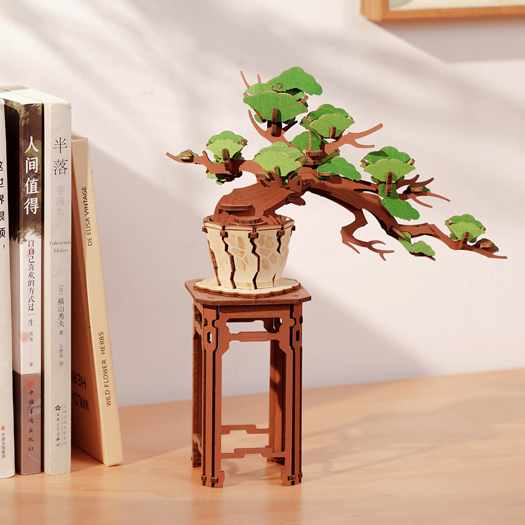 ROLIFE® Þrívíddar viðarpúsl - Sígræn fura Bonsai