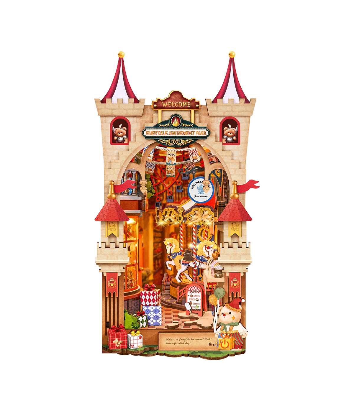 ROLIFE® Þrívíddar viðarpúsl - Bókahorn (Fairytale Amusement Park)