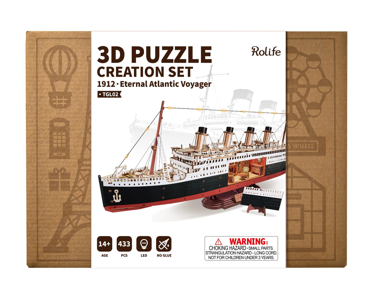 ROLIFE® Þrívíddar viðarpúsl - Skip - 1912 ·Eternal Atlantic Voyager