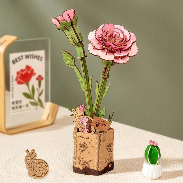 ROLIFE® Þrívíddar viðarpúsl - Pink Carnation