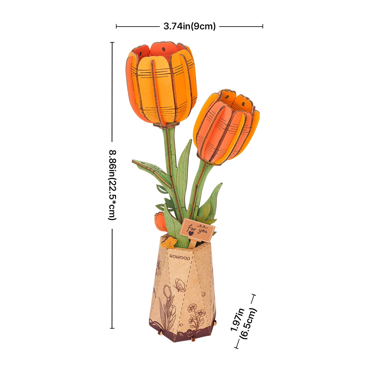 ROLIFE® Þrívíddar viðarpúsl - Orange Tulip