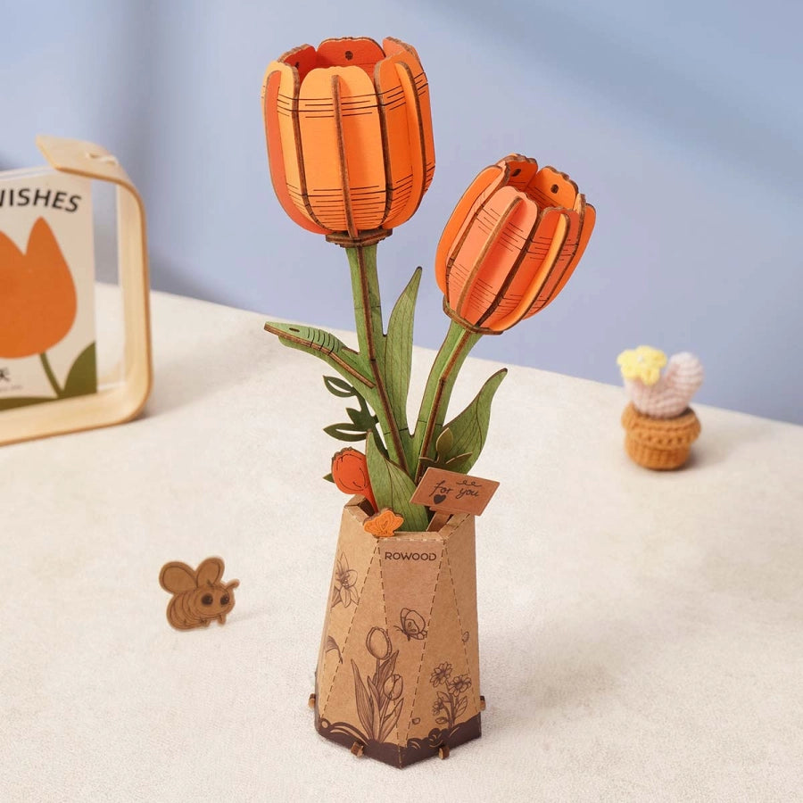 ROLIFE® Þrívíddar viðarpúsl - Orange Tulip