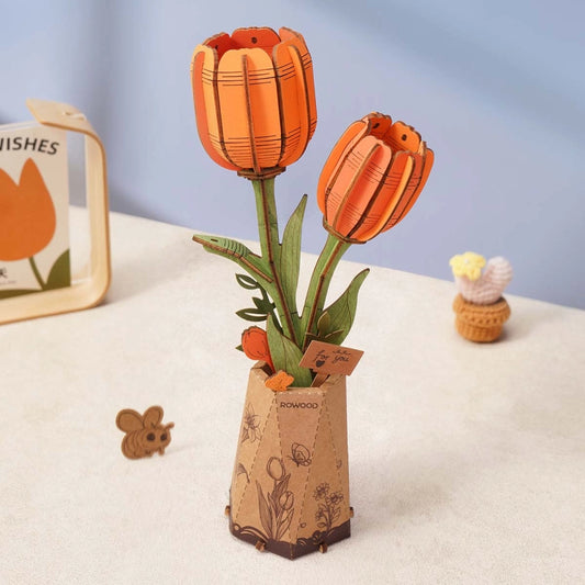 ROLIFE® Þrívíddar viðarpúsl - Orange Tulip