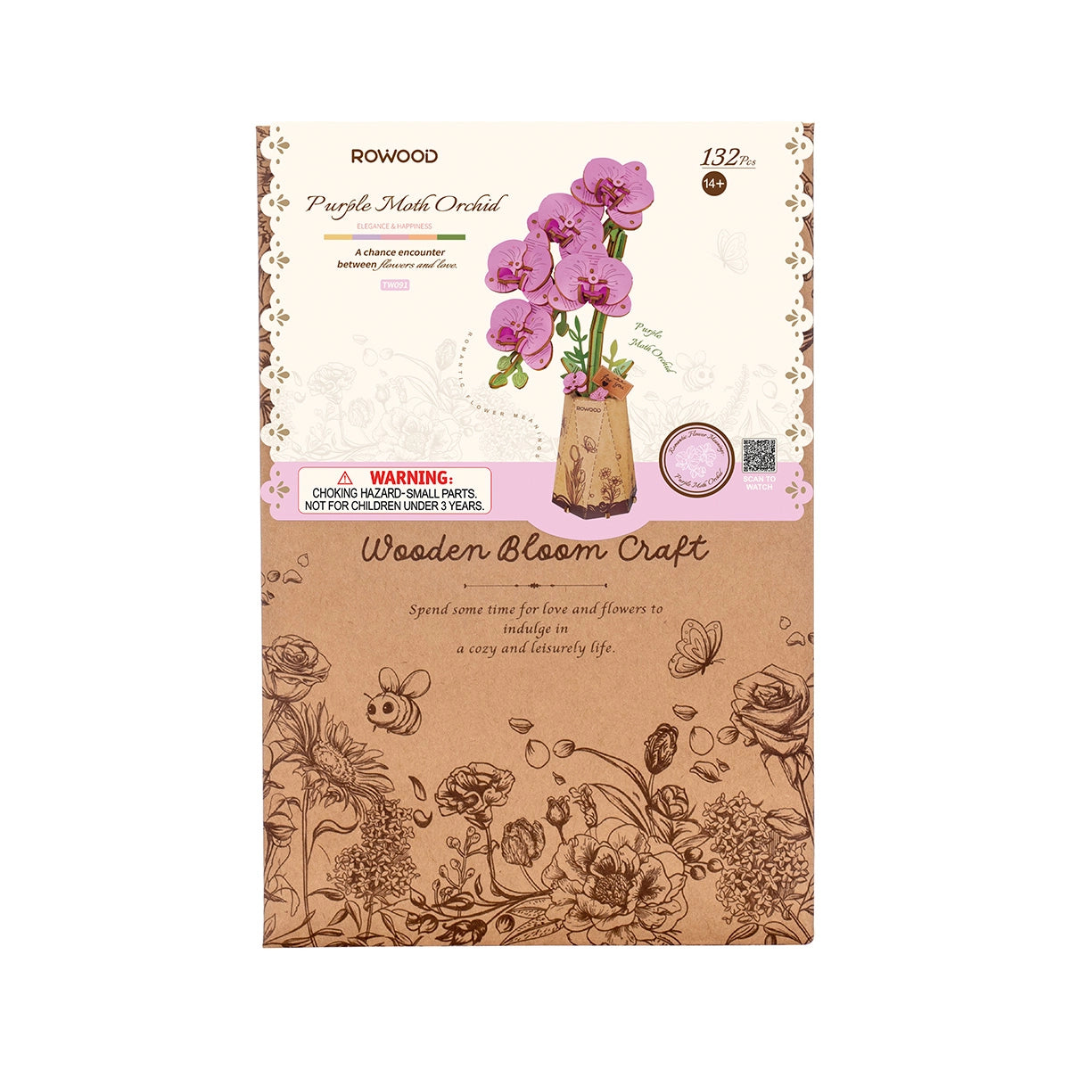 ROLIFE® Þrívíddar viðarpúsl - Purple Moth Orchid
