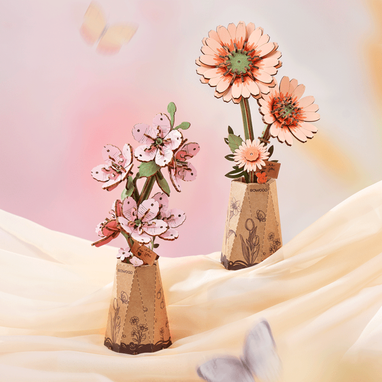 ROLIFE® Þrívíddar viðarpúsl - Appelsínugul gerbera