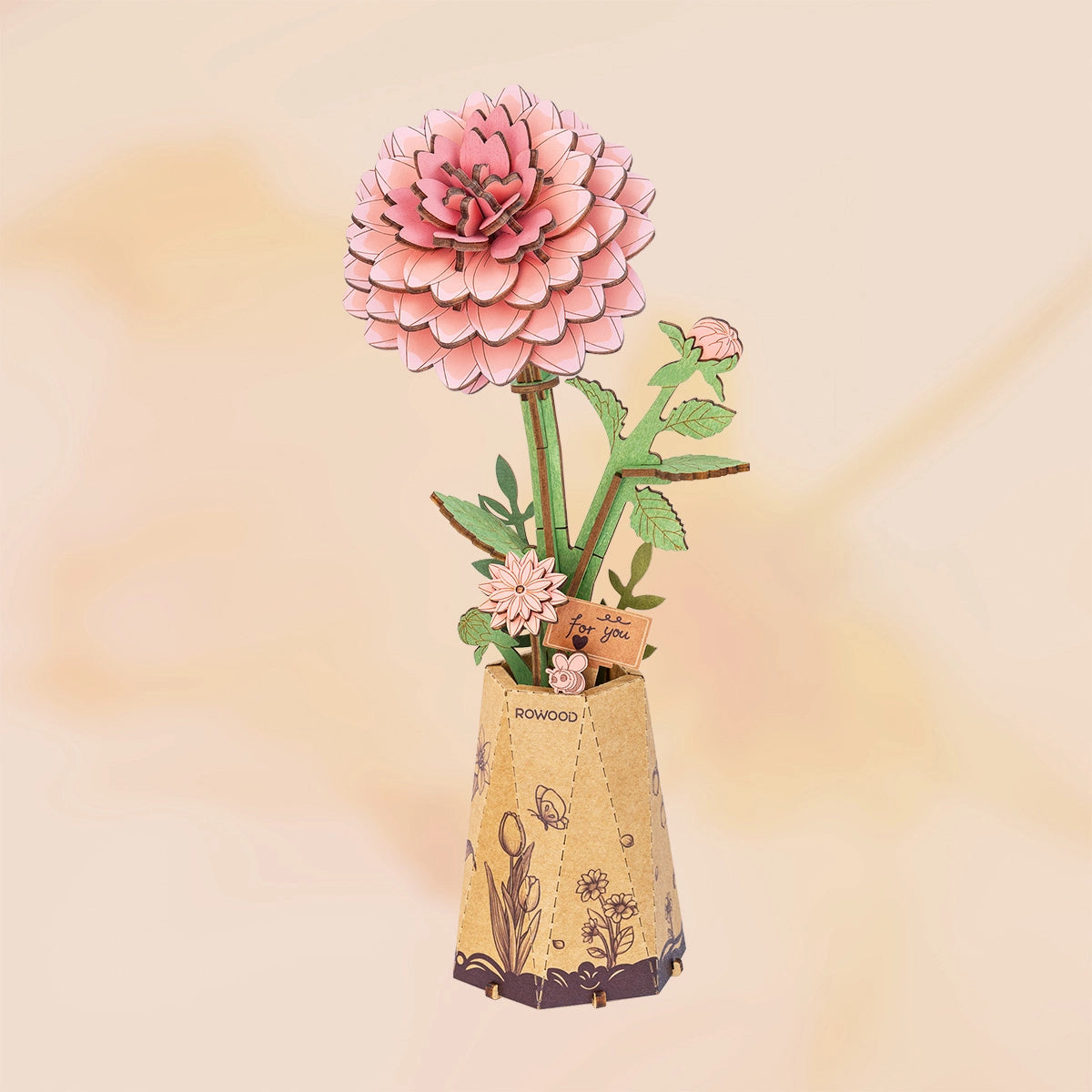 ROLIFE® Þrívíddar viðarpúsl - Pink Dahlia