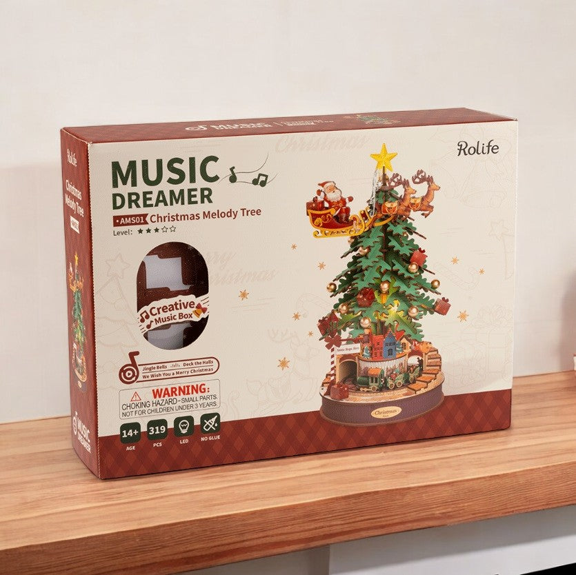 ROLIFE® Þrívíddar viðarpúsl -  Jólatré Spiladós