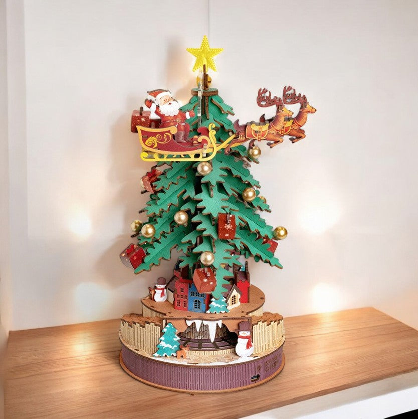 ROLIFE® Þrívíddar viðarpúsl -  Jólatré Spiladós