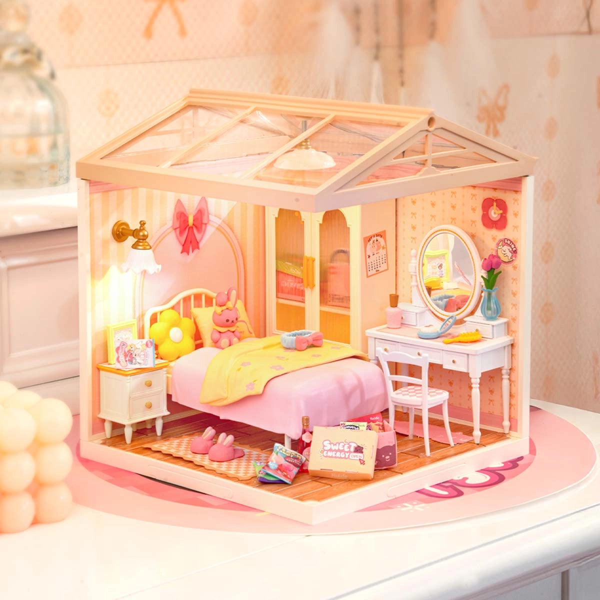 ROLIFE® Þrívíddar viðarpúsl - Lovely Pink Bedroom DW016