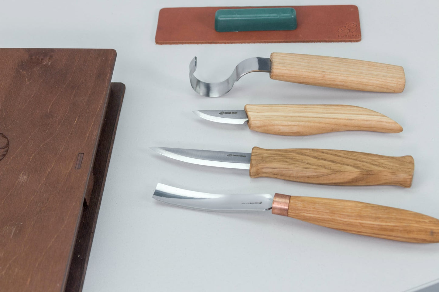BEAVERCRAFT® Skurðarsett í bókarkassa (4 verkfæri + fylgihlutir)