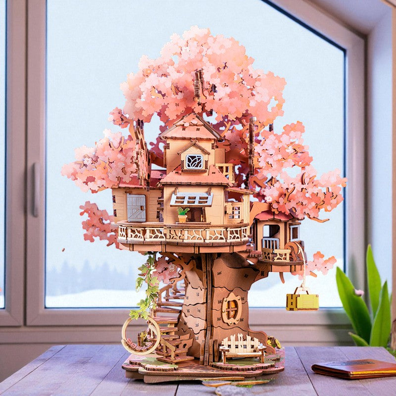 ROLIFE® Þrívíddar viðarpúsl Sakura Tree House