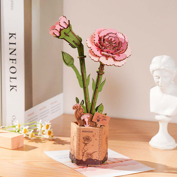 ROLIFE® Þrívíddar viðarpúsl - Pink Carnation