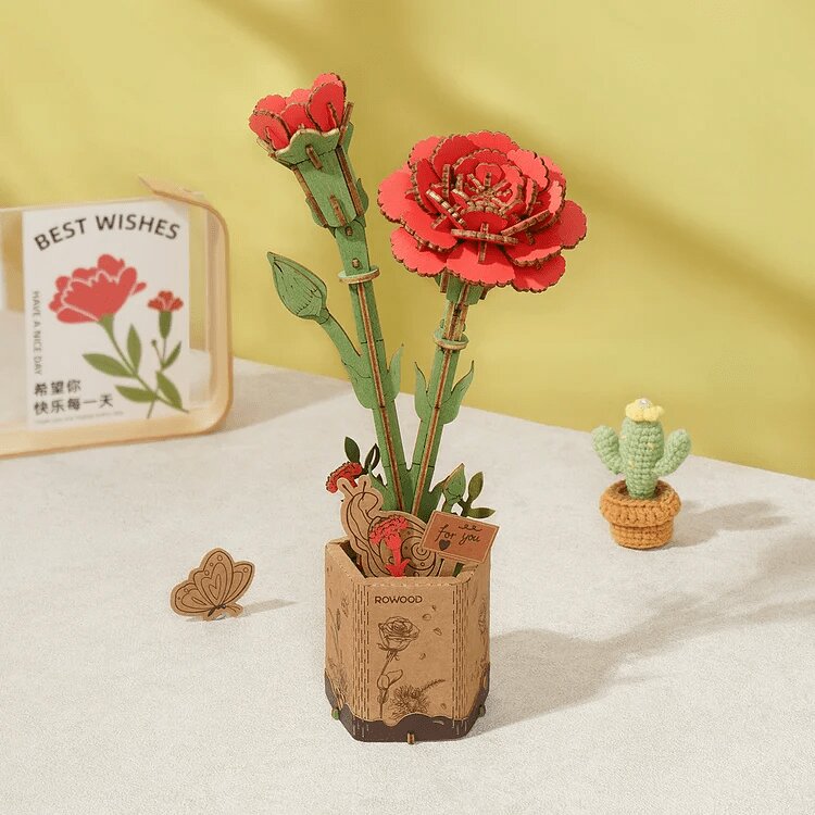 ROLIFE® Þrívíddar viðarpúsl - Red Carnation